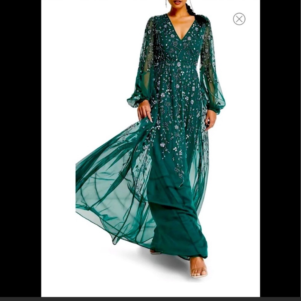 ASOS DESIGN maxi dress with blouson sleeve and delicate floral embellishment